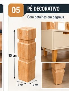 Pé Decorativo PÉCERTO — 5 × 5 × 15 cm