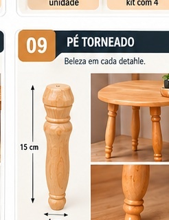 Pé Torneado PÉCERTO — 4 × 4 × 15 cm